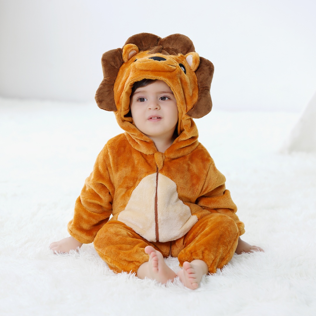 Newborn Baby Cute Lion Animal  - Cotton Baby Onesies Zipper ulasan dan harga