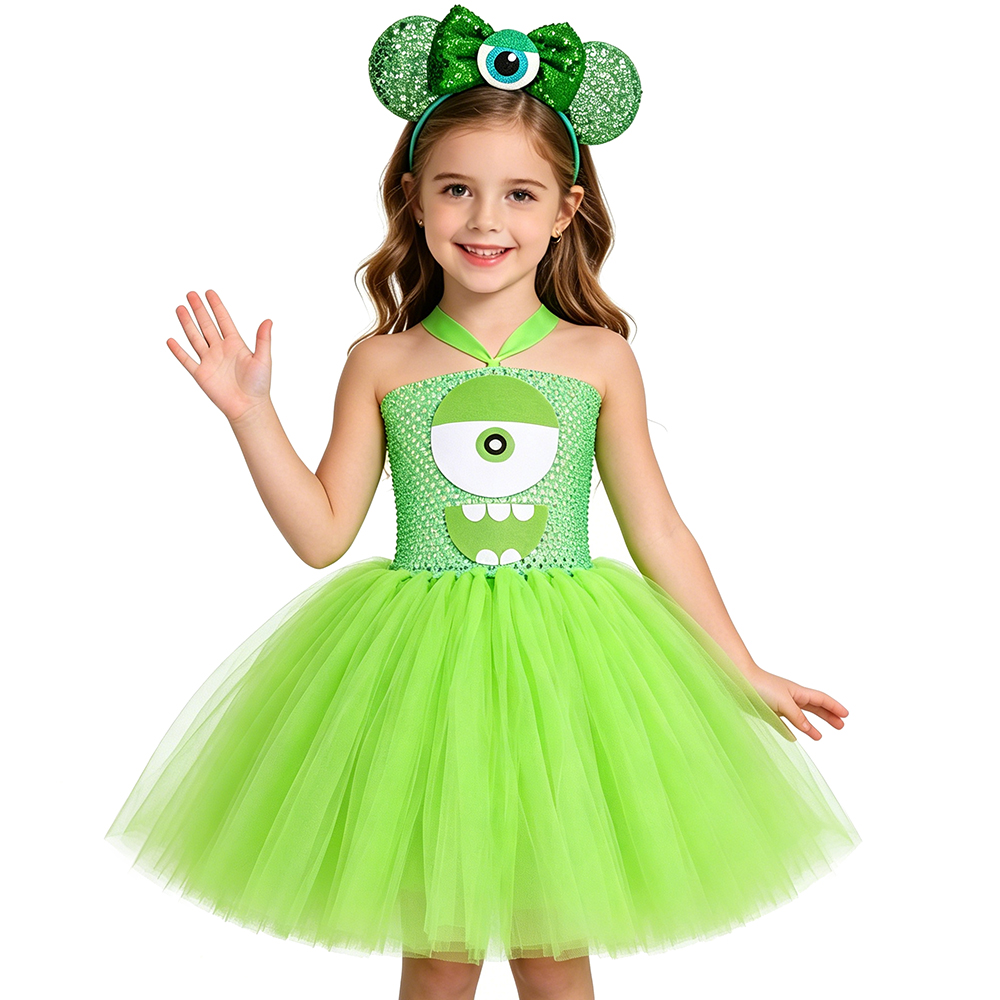 Mike Wazowski Monsters Costume - Toddler Girl Tulle Party Dress ulasan dan harga