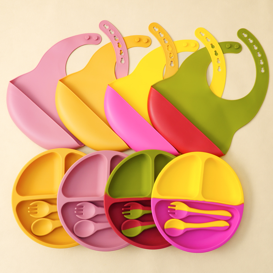 4PCS Baby Silicone Tableware S - Waterproof Baby Bibs Silicone ulasan dan harga