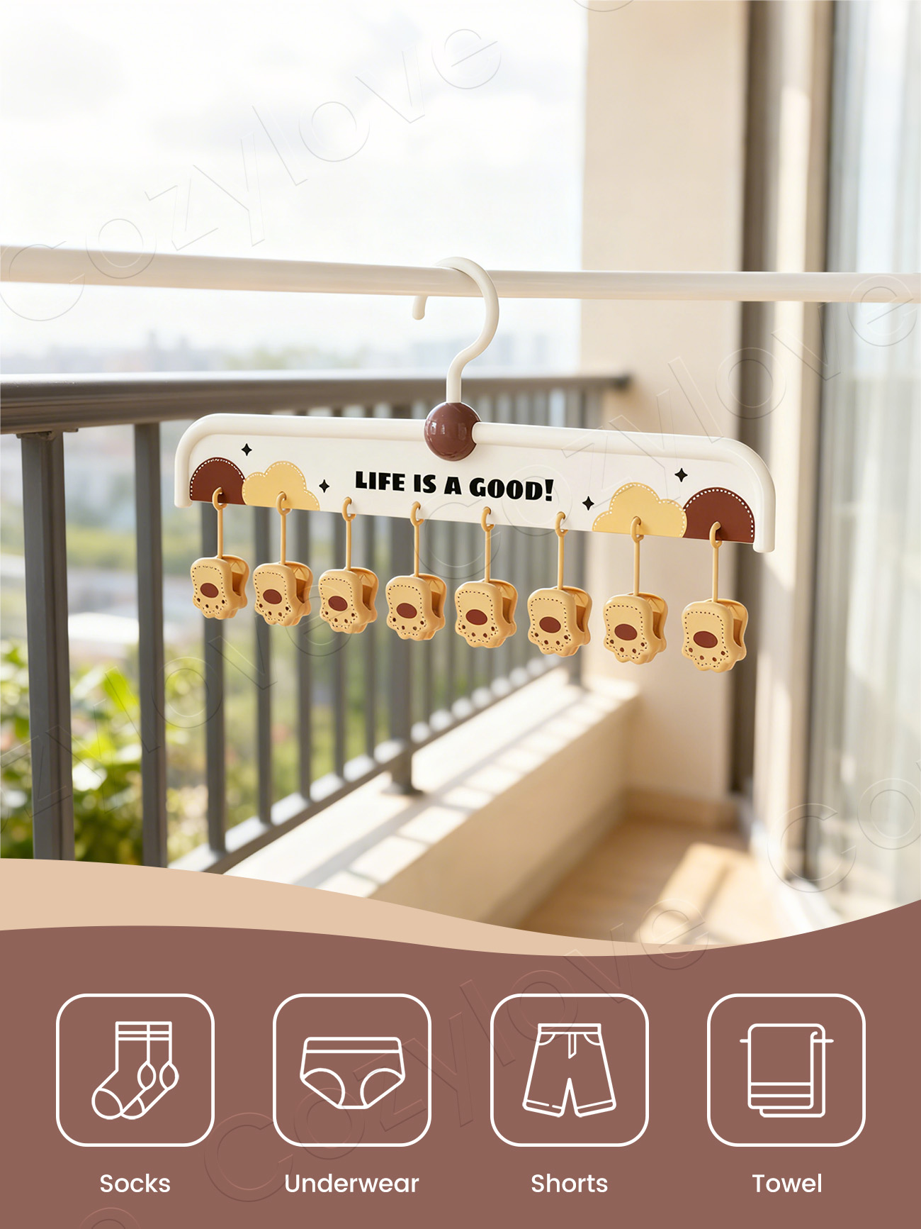 Cute 8 Clip Sock Hanger with 3 - Baby Clothes ulasan dan harga