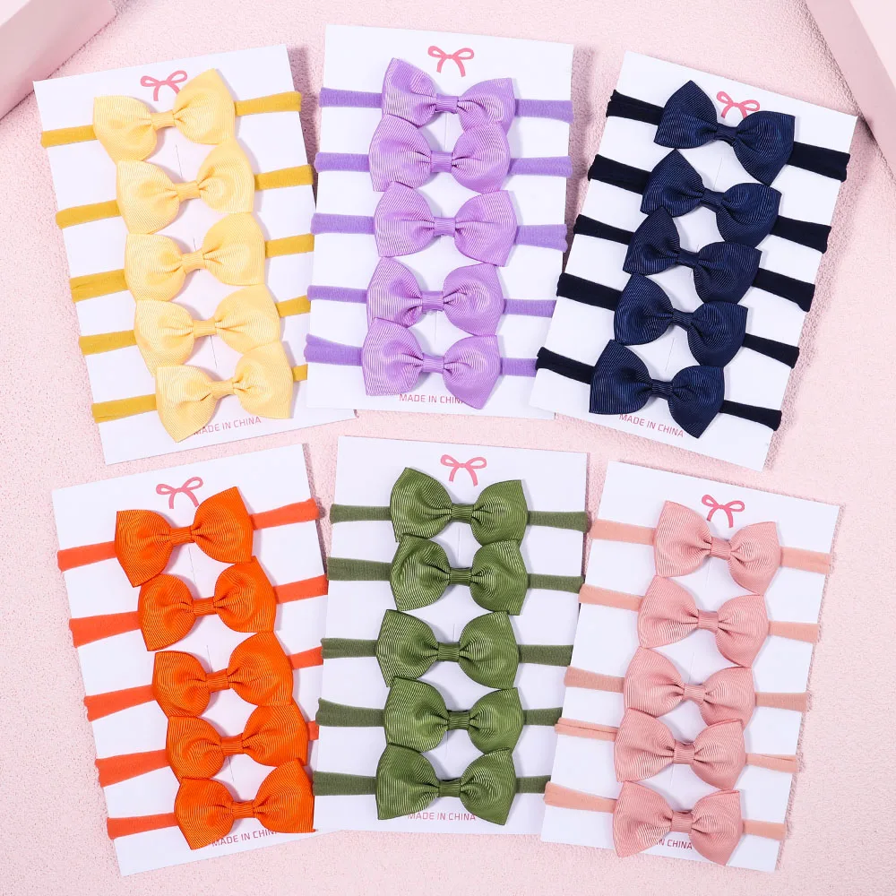 5Pcs/Set Girls Solid Color Bow - Baby Gear ulasan dan harga