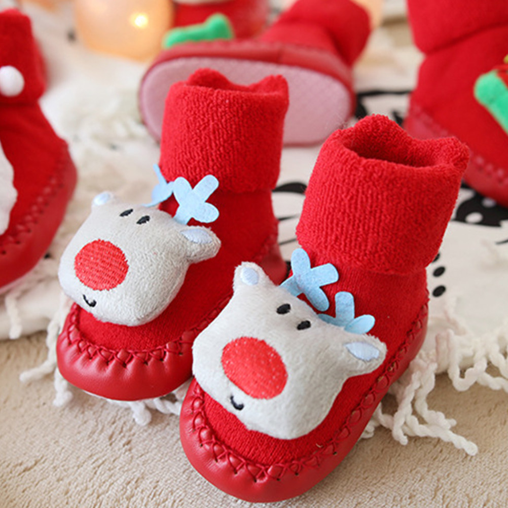 1Pair Warm Christmas Socks Chi - Unisex Baby Socks Non Slip ulasan dan harga