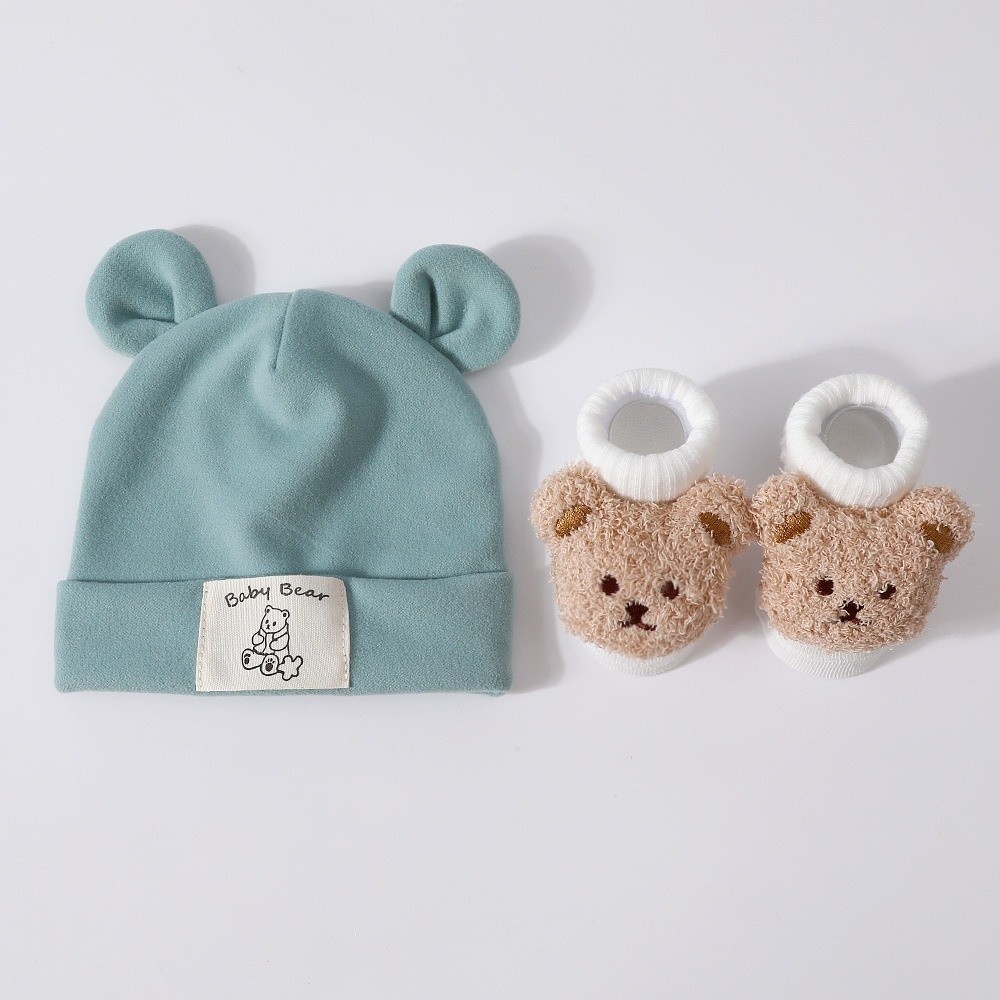2Pcs/Set Cute Cotton Baby Hat  - Infant Beanie Hat With Ears ulasan dan harga